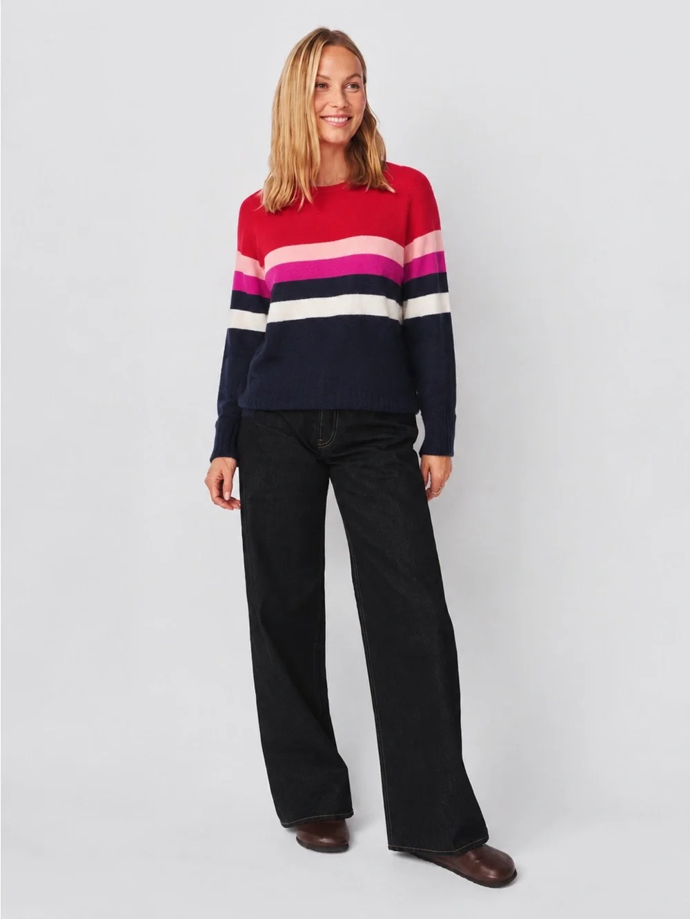 Sundry cashmere wool striped lightweight crew neck sweater size XS